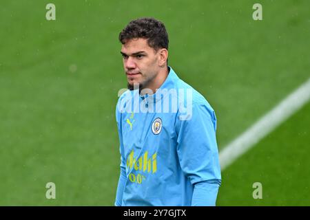 Ederson de Manchester City lors de la session de formation ouverte de Manchester City à Etihad Campus, Manchester, Royaume-Uni, 30 septembre 2024 (photo de Cody Froggatt/News images) Banque D'Images