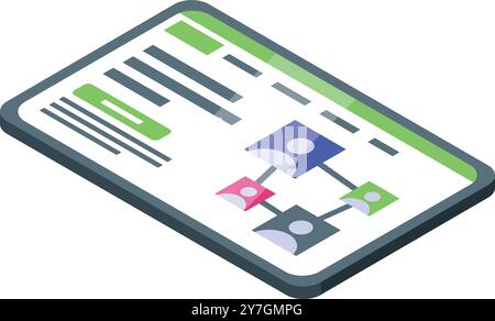 Smartphone isométrique montrant le réseau de marketing d'affiliation avec des icônes de personnes connectées représentant un réseau d'affiliés Illustration de Vecteur
