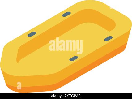 icône isométrique 3d d'un bateau pneumatique jaune en attente d'être utilisé pour une activité estivale sur l'eau Illustration de Vecteur