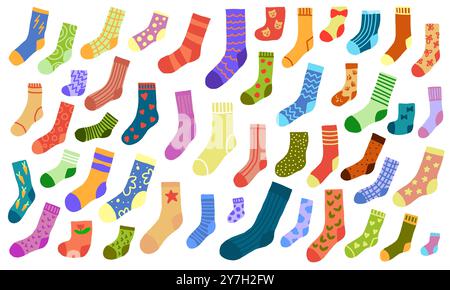 Collection de chaussettes dessinées à la main Illustration de Vecteur