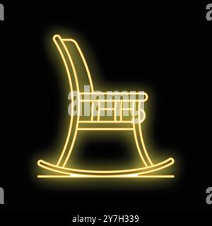 Chaise à bascule Neon brillante sur un fond noir, parfaite pour tout projet nécessitant une touche rétro et vintage Illustration de Vecteur