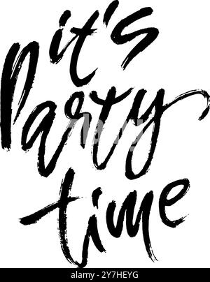 Il s'agit du lettrage moderne Patry Time Dry Brush dessiné à la main Illustration de Vecteur