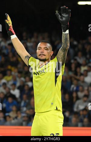 Naples, Italie. 29 septembre 2024. Elia Caprile de SSC Napoli Gestures lors du match Serie A Enelive entre SSC Napoli vs AC Monza le 29 septembre 2024 à Naples, italie score final 2-0 (photo par Agostino Gemito/Pacific Press) crédit : Pacific Press Media production Corp./Alamy Live News Banque D'Images