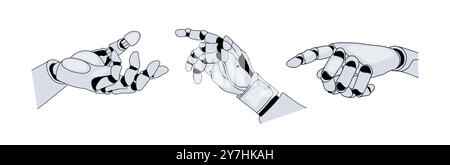 Ensemble de bras robotiques dans un geste différent. Illustration de Vecteur