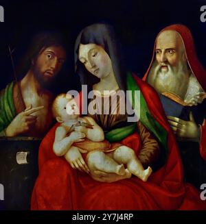 Vierge à l'enfant avec les saints Jean-Baptiste et Jérôme 1493 par Giovanni Battista da Udine, documenté dans le Frioul, entre 1493 et 1503 15ème - 16ème siècle, Italie, italien. Banque D'Images