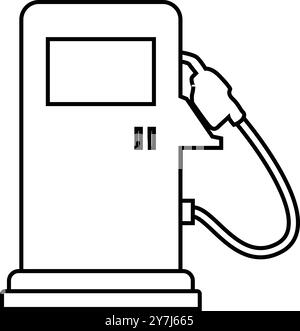 Icône de contour de pompe à essence, icône de station-service d'huile, contour de pompe à carburant, contour de station-service, station-service, panneau routier Illustration de Vecteur