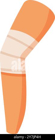 Bandage élastique sur la jambe humaine protégeant la partie du corps blessée, traitement médical pour les douleurs articulaires, concept de soins de santé Illustration de Vecteur