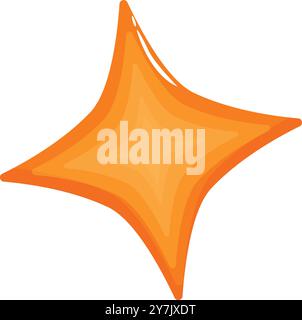 Étoile orange brillante avec quatre points, parfaite pour les illustrations, les jeux ou tout projet nécessitant une touche d'éclat Illustration de Vecteur