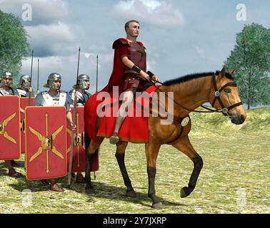 Jules César à cheval menant ses soldats Banque D'Images