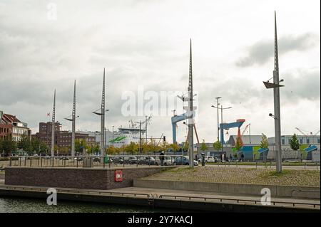 Jour gris au port de Kiel Banque D'Images