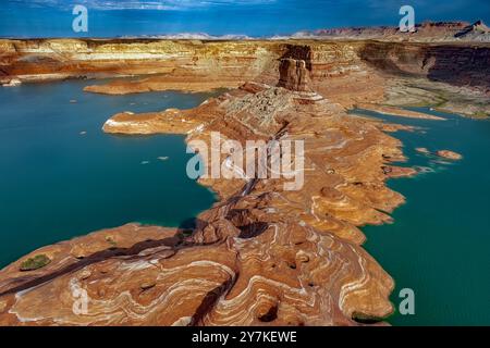 Géologie exposée de Glen Canyon - Lac Powell Banque D'Images