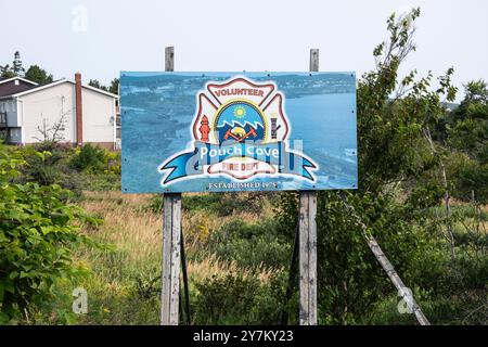 Signe du service d'incendie bénévole à Pouch Cove, Terre-Neuve-et-Labrador, Canada Banque D'Images