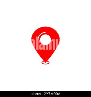 Illustration vectorielle de l'icône de point de repère d'emplacement de broche de carte. Symbole de signe rouge d'adresse de navigation GPS isolé sur la couleur blanche Illustration de Vecteur