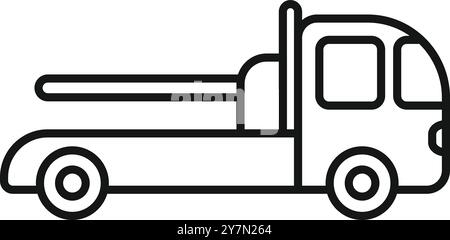 Simple dessin noir d'une dépanneuse, fournissant une assistance routière aux véhicules immobilisés Illustration de Vecteur