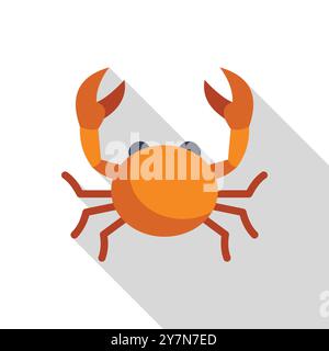 Le crabe de dessin animé avec de grandes griffes relevées montre un mouvement de marche avec ses huit pattes Illustration de Vecteur