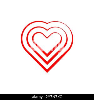 Trait de trait cœur rouge. Vecteur d'icône de coeur de couleur rouge isolé sur blanc Illustration de Vecteur