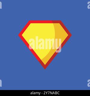 Icône héros de bande dessinée, bouclier de symbole. Vecteur isolé sur fond bleu . Illustration de Vecteur