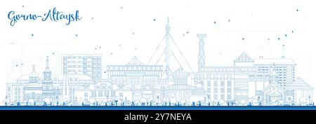 Aperçu Gorno-Altaysk Russie ville skyline avec bâtiments bleus. Illustration vectorielle. Paysage urbain de Gorno-Altaysk avec des points de repère. Illustration de Vecteur