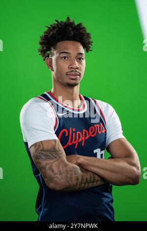 LA Clippers garde Jordan Miller (11 ans) lors de la Journée des médias Clippers, lundi 30 septembre 2024, au Intuit Dome, à Inglewood, CA. (Jon Endow/image Banque D'Images