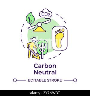 Icône de concept multicolore neutre en carbone Illustration de Vecteur