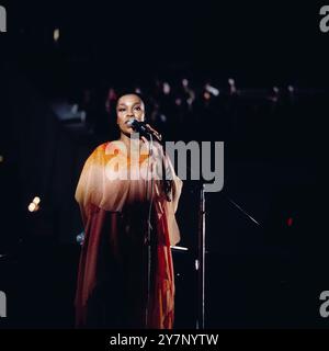JazzFest Berlin, Philharmonie, 1976, Bild : Roberta Flack, amerikanische Soulsängerin und Pianistin Banque D'Images