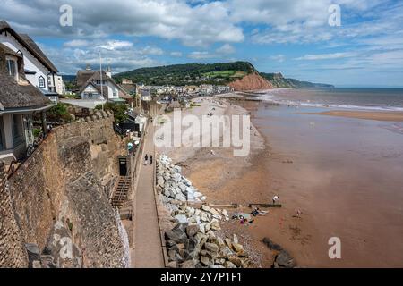 Sidmouth Beach regardant vers l'est depuis l'échelle de Jacob Banque D'Images