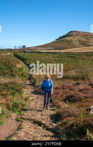 Escalade Kirby Bank sur la Cleveland Way près de Great Broughton, North York Moors. Banque D'Images