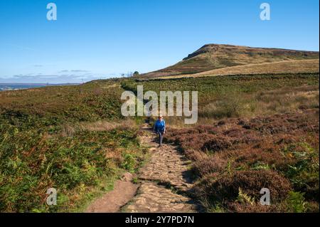 Escalade Kirby Bank sur la Cleveland Way près de Great Broughton, North York Moors. Banque D'Images