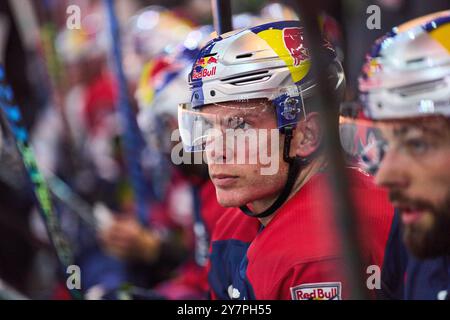 Benjamin Smith, EHC RB MUC 12 dans le match amical du Global Series Challenge EHC RB MUENCHEN - BUFFALO SABRES 0-5 au SAP Garden à Munich, Allemagne, le 27 septembre 2024. Saison 2024/2025, Journée x, photographe : ddp images / STAR-images Banque D'Images