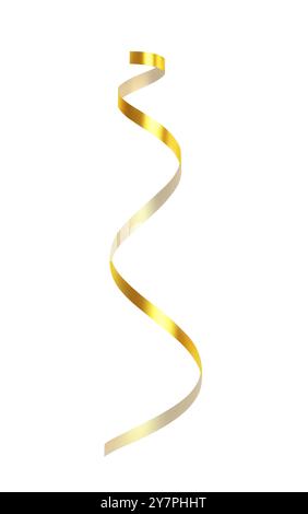 Ruban serpentin doré isolé fond blanc. Illustration vectorielle Illustration de Vecteur