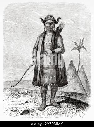 Femmes indigènes Yakut en vêtements traditionnels, Russie. Dessin de Jean Victor Adam (1801-1866) voyage au pays des Yakuts. Russie asiatique, 1830-1839 par Uvarovski. Le Tour du monde 1860 Banque D'Images