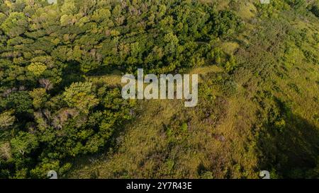 Photographie aérienne de Folsum point Preserve, une propriété protégée par la nature Conservancy dans le comté rural de Mills/Pottawattamie, Iowa, États-Unis. Banque D'Images