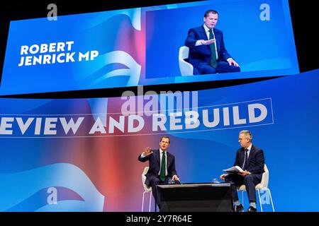 Birmingham, Royaume-Uni. 1er octobre 2024. Conférence du Parti conservateur 2024. Robert Jenrichk, député, dans le cadre de l'événement rencontrez nos candidats à la direction, partie 2, à la Conférence du Parti conservateur 2024. Crédit : Neil Terry/Alamy Live News Banque D'Images