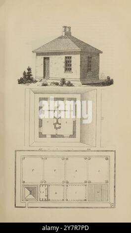 maisons de campagne du xixe siècle de différents styles, pour les ouvriers et les agriculteurs. Londres. 1842 Un logement pour un homme et sa femme, sans enfants Banque D'Images