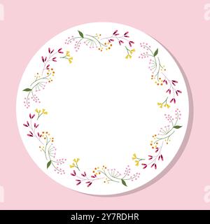 Couronne de fleurs sauvages en cercle. cadre botanique avec fleurs de champ d'été et verdure. Élément de conception pour cartes de vœux, mariages, anniversaires, vacances Illustration de Vecteur