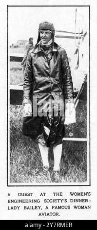 Invitée au dîner de la Women's Engineering Society ; Mary, Lady Bailey, une femme aviatrice célèbre.24 septembre 1927 Banque D'Images