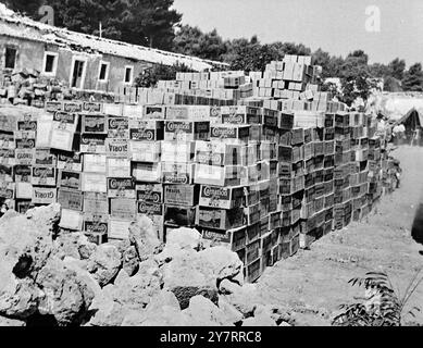 FOURNITURES DE SECOURS POUR LES VICTIMES DU SÉISME EN GRÈCE 19.8,53. Partout dans le monde, de la nourriture, des vêtements et des fournitures médicales sont acheminés d'urgence vers la Grèce pour les victimes des tremblements de terre dans les îles Ioniennes. Banque D'Images