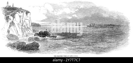 Câble télégraphique de canal posé pour le câble Atlantique et le télégraphe sous-marin sur les falaises du cap Grinez près de Calais, France. 7 septembre 1850 Banque D'Images