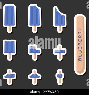 Grand ensemble coloré différentes formes crème glacée dessert naturel de composé de divers ingrédients, crème glacée de conception diverses formes du menu nutriti organique Illustration de Vecteur