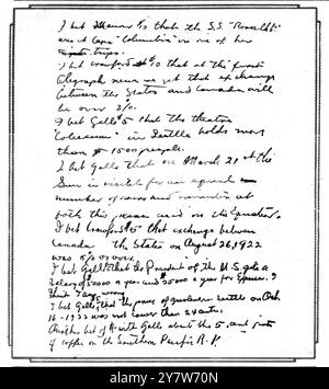 Des dossiers pathétiques ont été trouvés au camp sur l'île Wrangel lorsque l'expédition de secours dirigée par M. Harold Noice y est arrivée le 20 août dernier, pour découvrir que la femme esquimau, Ada Blackjack, était la seule survivante de l'expédition. Vu ici : Comment les explorateurs mariés ont passé le temps pendant de nombreux mois de fatigue : Une liste de Paris trouvés parmi les papiers de Lorne Knight, montrant comment leurs pensées se sont tournées vers leurs terres natales. 29 décembre 1923 Banque D'Images