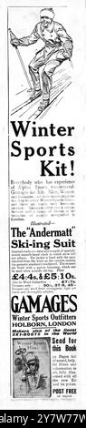 Publicités pour Gamages Winter Sports Outfitters, publiées dans The Illustrated London News.14 novembre 1925 Banque D'Images