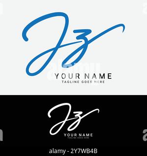 J, Z, JZ lettre initiale logo. Logo signature manuscrite Alphabet JZ Illustration de Vecteur