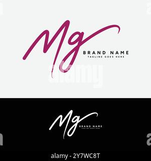 M, G, MG lettre initiale logo. Logo signature manuscrite Alphabet MG Illustration de Vecteur