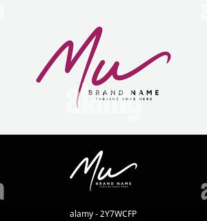 M, U, MU lettre initiale logo. Logo de signature manuscrite Alphabet MU Illustration de Vecteur