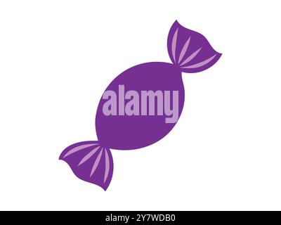 Icône de bonbon enveloppé violet isolé sur un fond blanc. Concept de friandise sucrée, confiserie, bonbons colorés, design simple. Idéal pour l'impression, le Web, Illustration de Vecteur