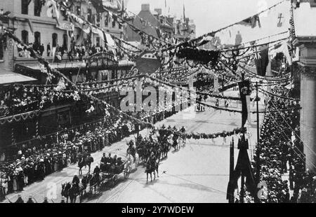 Bienvenue pour le duc de Connaught conduisant jusqu'à Adderley Street, Cape Town , Afrique du Sud 31 octobre 1910 Banque D'Images