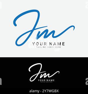 J, M, JM lettre initiale logo. Alphabet JM logo signature manuscrit Illustration de Vecteur