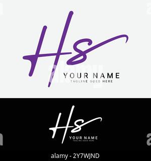 H, S, HS lettre initiale logo. Logo de signature manuscrite Alphabet HS Illustration de Vecteur