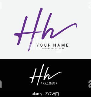 H, HH logo de la lettre initiale. Logo signature manuscrite Alphabet HH Illustration de Vecteur