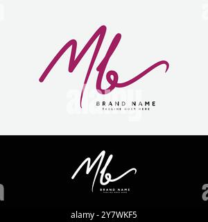 Lettre initiale M, B, MB logo. Logo de signature manuscrite Alphabet MB Illustration de Vecteur